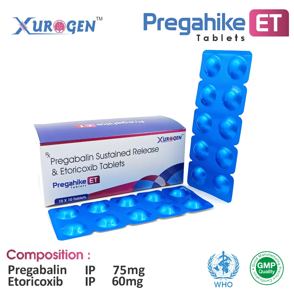 Pregabalin  + Etoricoxib  Tablet at the best price in PCD Pharma Franchise for Pain Management, Neuropathic Pain and Inflammation Relief.